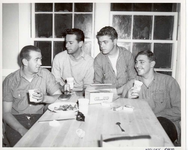 Photograph shot of the CG-36500 boat crew after the daring Pendleton rescue. Pictured from left to right are Bernie Webber, Andy Fitzgerald, Richard Livesey and Ervin Maske. (U.S. Coast Guard) Photograph shot of the CG-36500 boat crew after the daring Pendleton rescue. Pictured from left to right are Bernie Webber, Andy Fitzgerald, Richard Livesey and Ervin Maske. (U.S. Coast Guard)